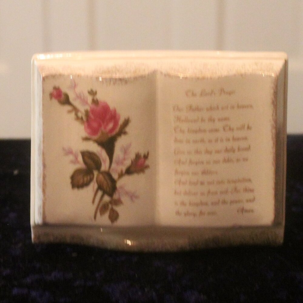 Vintage Open Bible Planter - Lord's Prayer